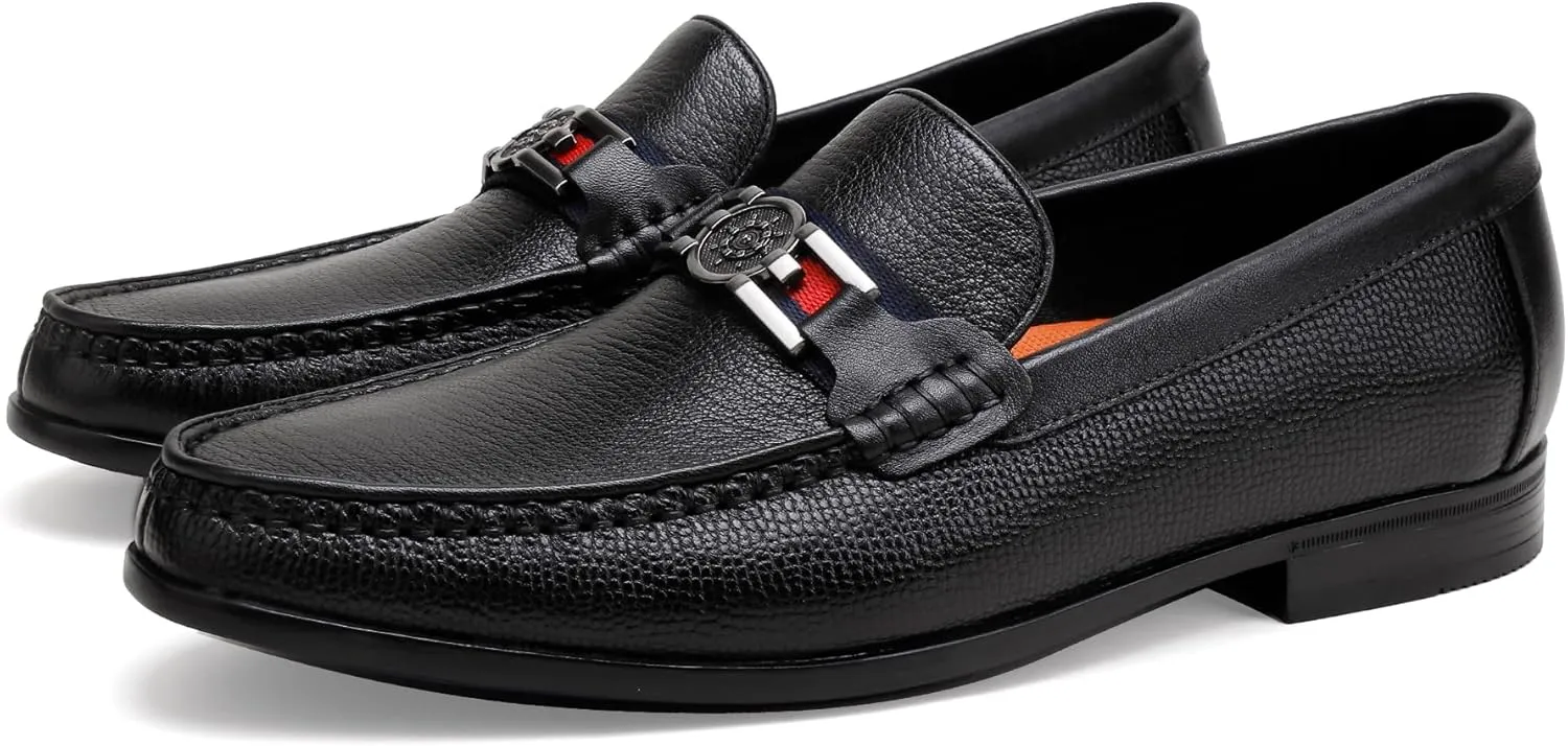 Men's Causal Dress Loafers, Classic Leather Buckle Slip-on Penny Loafer Business Dress Shoes Party Loafers for Mens