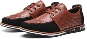 Men's Classic Loafers Fashion Oxford Moccasin Lace-up Stitching Suede Comfortable Casual Flat Leather Shoes Business Driving Office