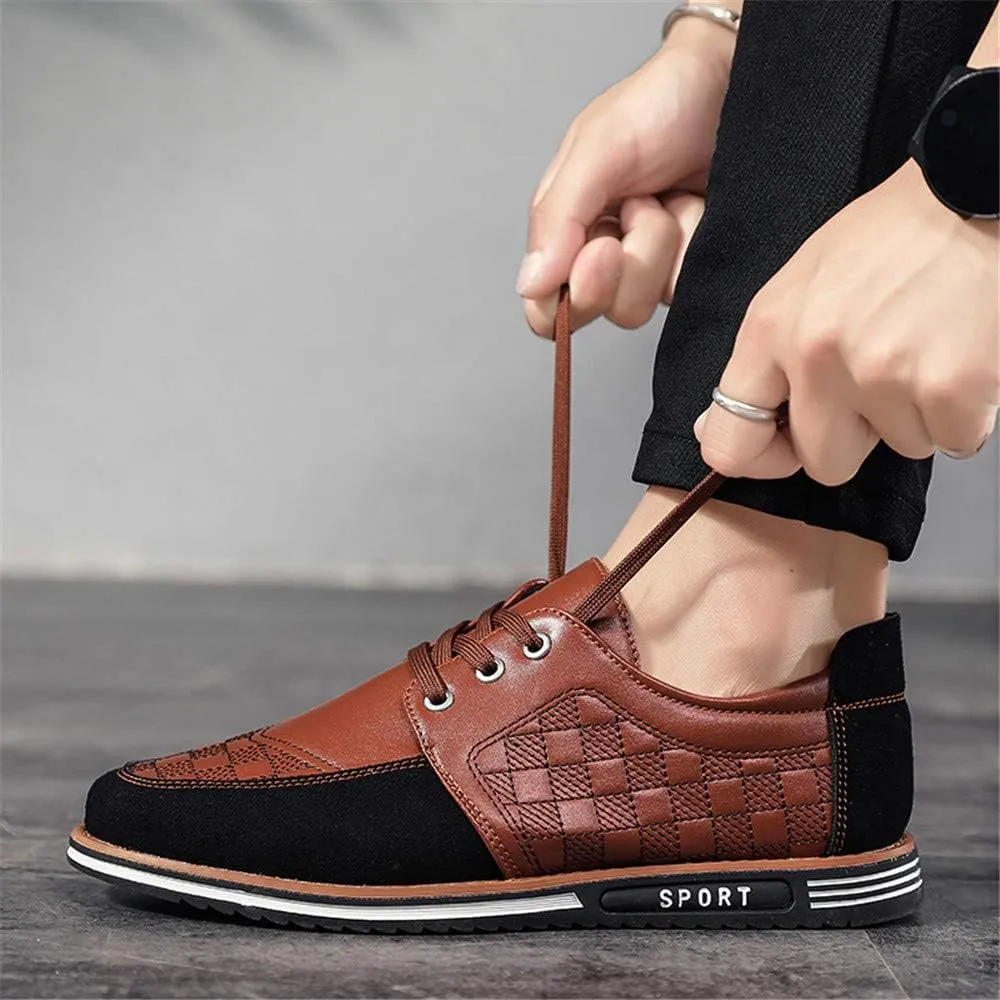 Men's Classic Loafers Fashion Oxford Moccasin Lace-up Stitching Suede Comfortable Casual Flat Leather Shoes Business Driving Office