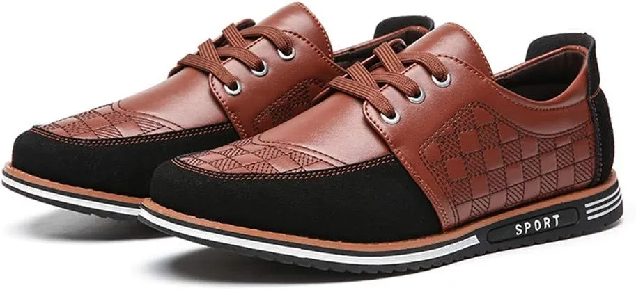 Men's Classic Loafers Fashion Oxford Moccasin Lace-up Stitching Suede Comfortable Casual Flat Leather Shoes Business Driving Office