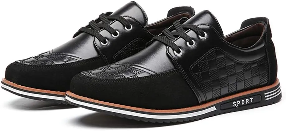 Men's Classic Loafers Fashion Oxford Moccasin Lace-up Stitching Suede Comfortable Casual Flat Leather Shoes Business Driving Office