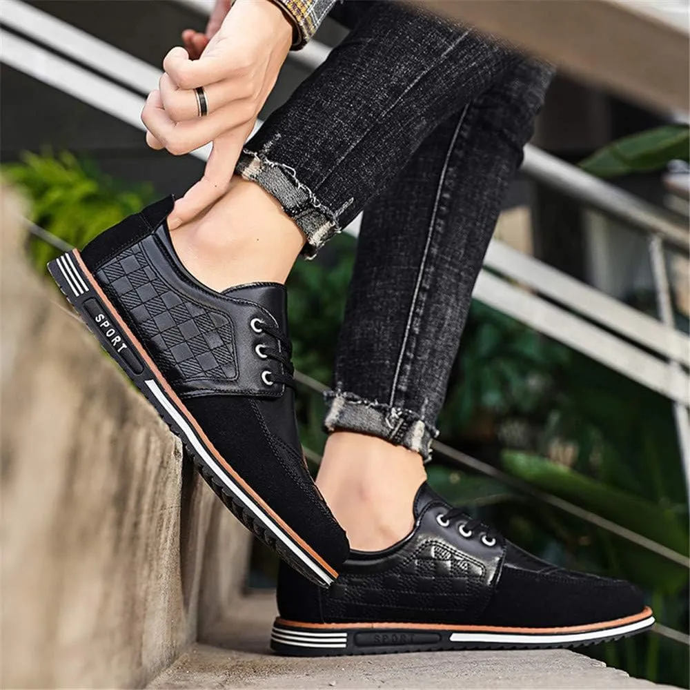 Men's Classic Loafers Fashion Oxford Moccasin Lace-up Stitching Suede Comfortable Casual Flat Leather Shoes Business Driving Office