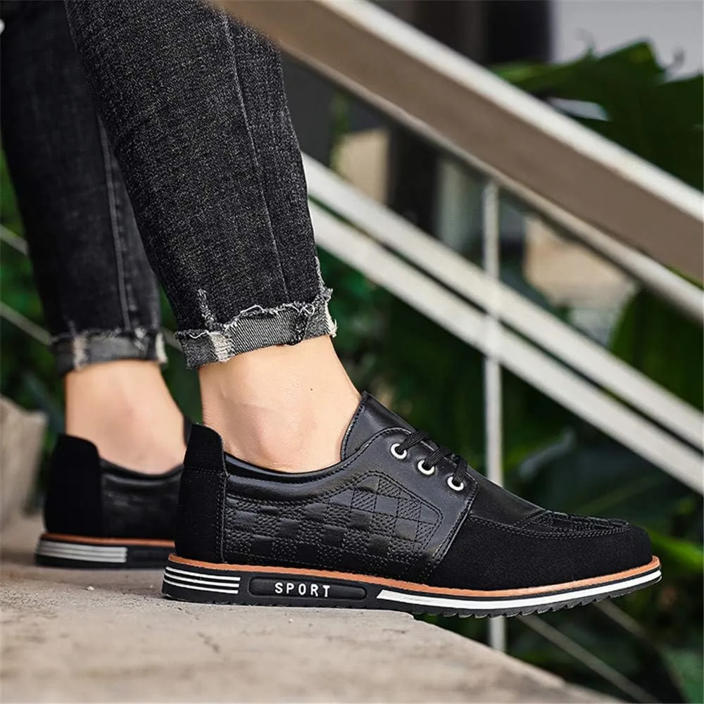 Men's Classic Loafers Fashion Oxford Moccasin Lace-up Stitching Suede Comfortable Casual Flat Leather Shoes Business Driving Office