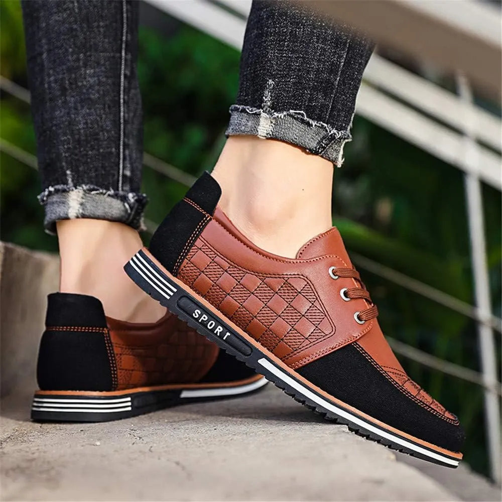 Men's Classic Loafers Fashion Oxford Moccasin Lace-up Stitching Suede Comfortable Casual Flat Leather Shoes Business Driving Office