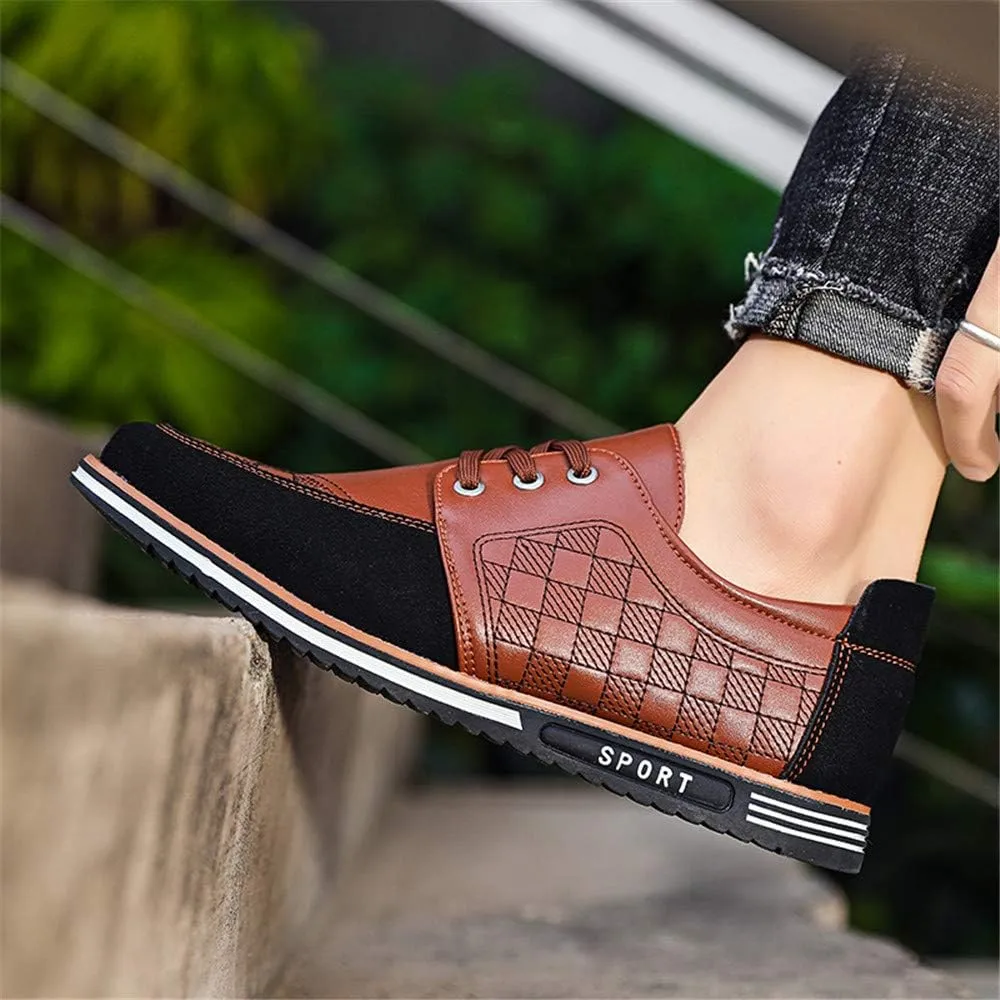 Men's Classic Loafers Fashion Oxford Moccasin Lace-up Stitching Suede Comfortable Casual Flat Leather Shoes Business Driving Office