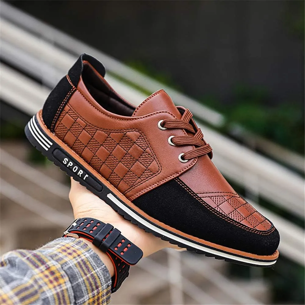 Men's Classic Loafers Fashion Oxford Moccasin Lace-up Stitching Suede Comfortable Casual Flat Leather Shoes Business Driving Office
