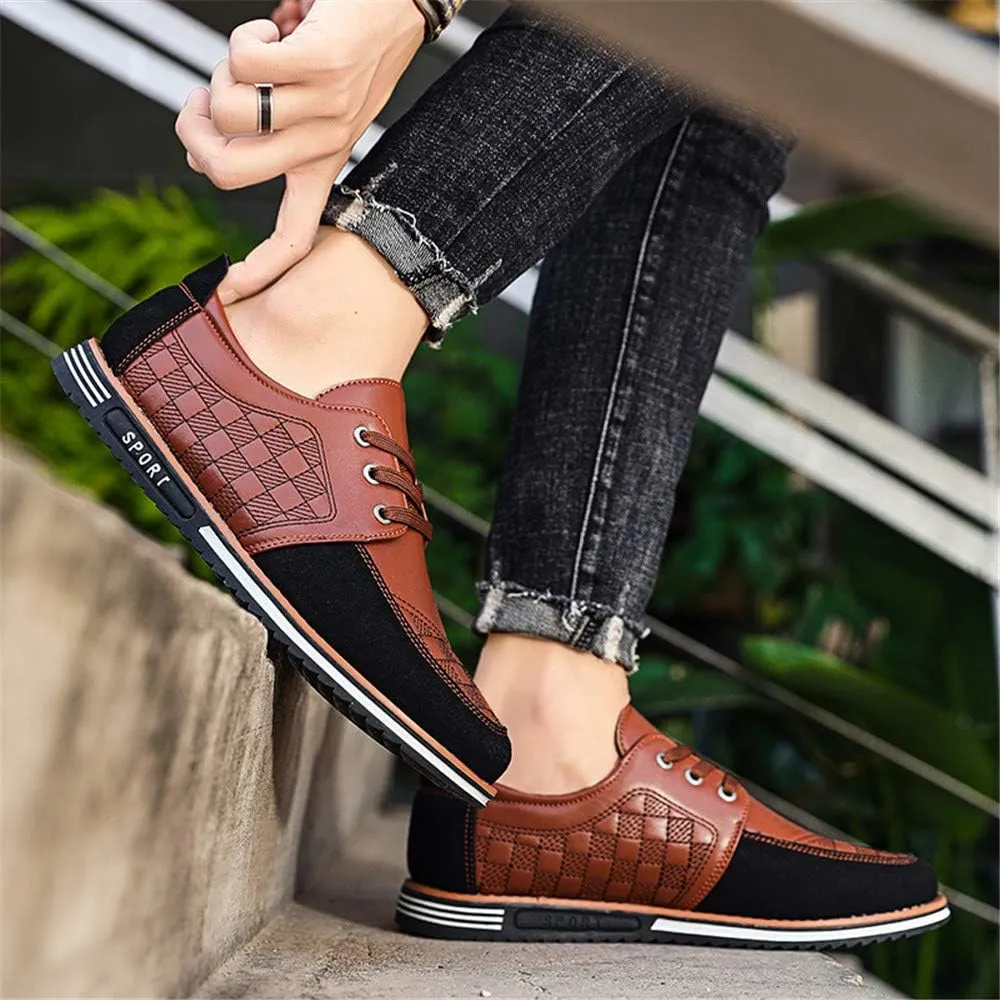 Men's Classic Loafers Fashion Oxford Moccasin Lace-up Stitching Suede Comfortable Casual Flat Leather Shoes Business Driving Office