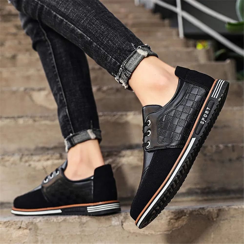 Men's Classic Loafers Fashion Oxford Moccasin Lace-up Stitching Suede Comfortable Casual Flat Leather Shoes Business Driving Office