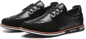 Men's Classic Loafers Fashion Oxford Moccasin Lace-up Stitching Suede Comfortable Casual Flat Leather Shoes Business Driving Office