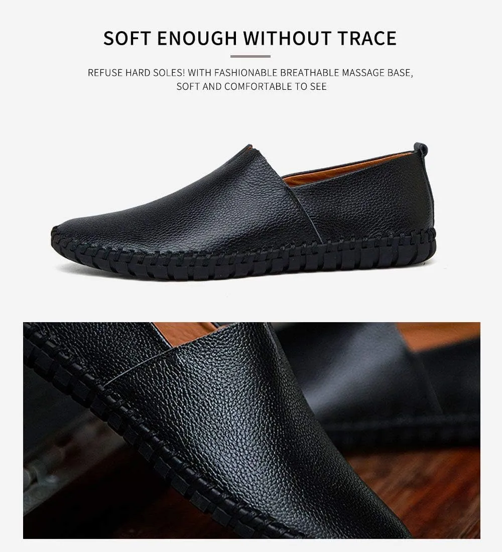 Men's Genuine Leather Loafer Shoes Slip On Soft Walking Driving Shoes