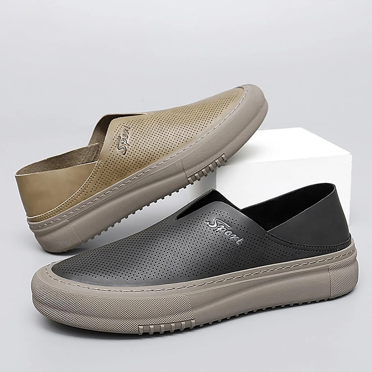Men's Hollow Soft Sole Slip On Flat Loafers,Handmade Stitching Fashion Casual Outdoor Breathable Lightweight Driving Dress Shoe,Moccasin Cutout Flats