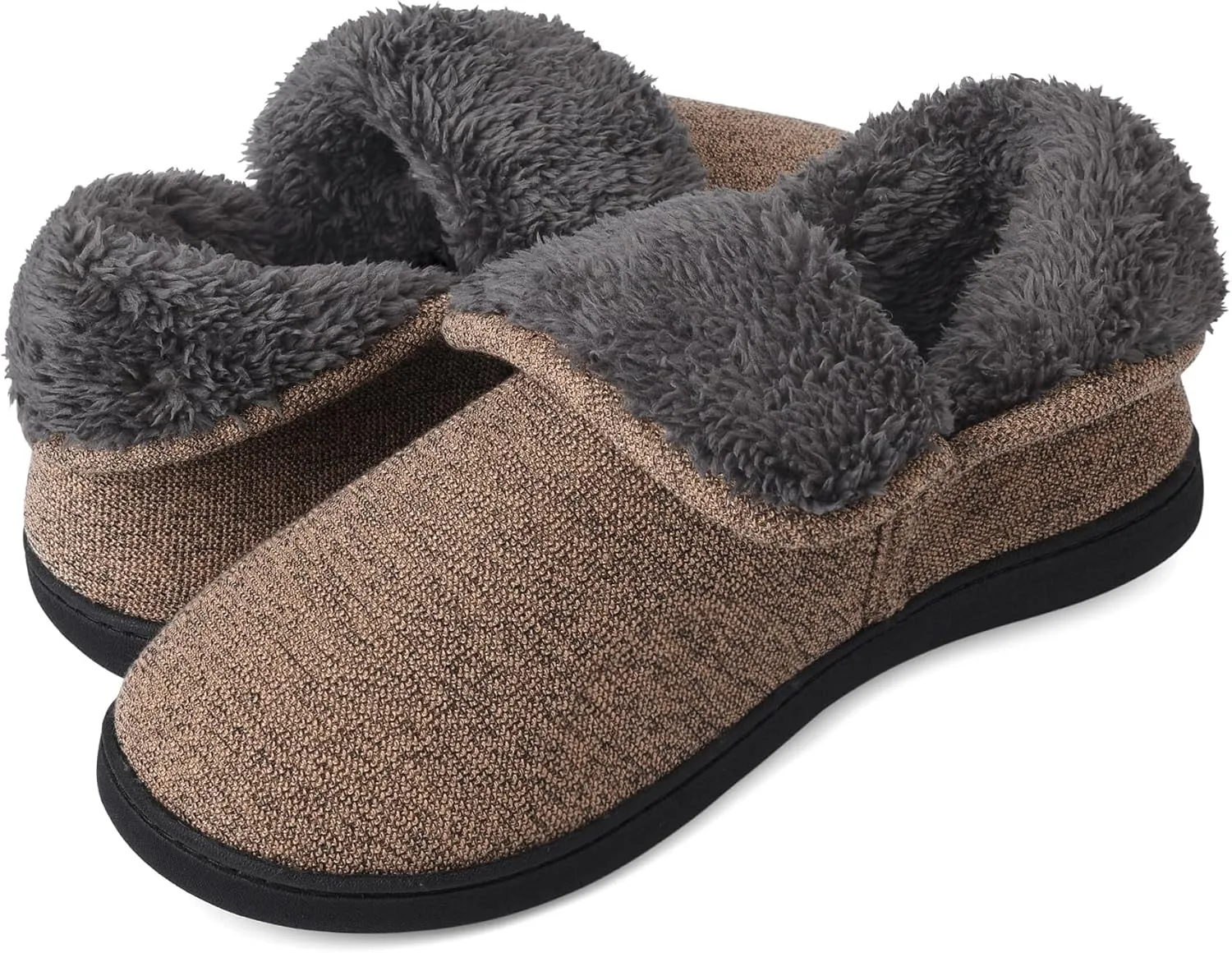 Mens Knit Bootie Slippers Comfy Casual Memory Foam Boot Slipper Indoor Outdoor House Shoes