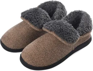 Mens Knit Bootie Slippers Comfy Casual Memory Foam Boot Slipper Indoor Outdoor House Shoes