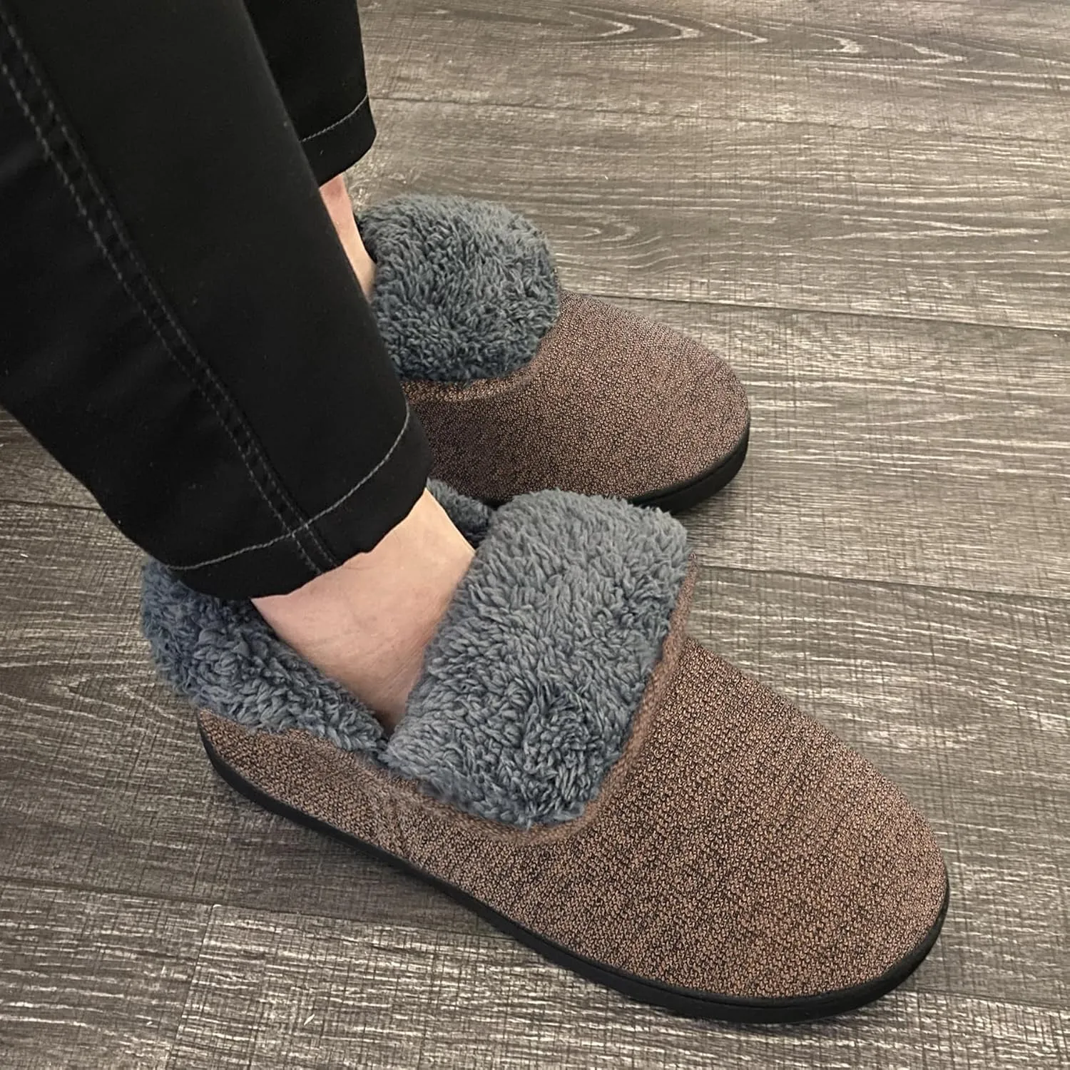 Mens Knit Bootie Slippers Comfy Casual Memory Foam Boot Slipper Indoor Outdoor House Shoes