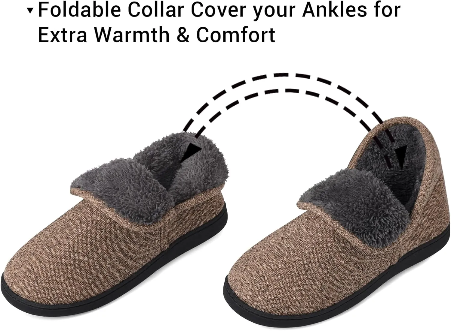 Mens Knit Bootie Slippers Comfy Casual Memory Foam Boot Slipper Indoor Outdoor House Shoes
