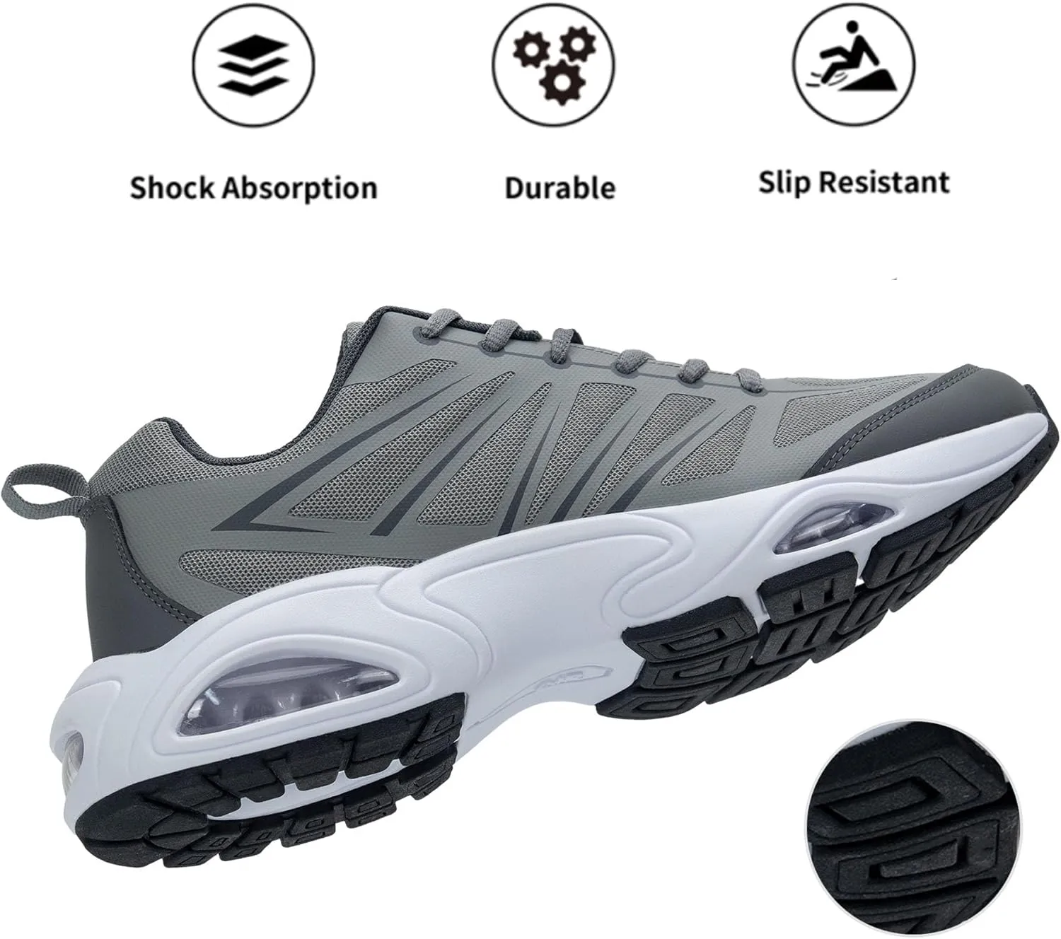 Mens Running Shoes Tennis Walking Sneaker Air Cushion Slip on Shoes for Gym Jogging Fitness Size 8-13