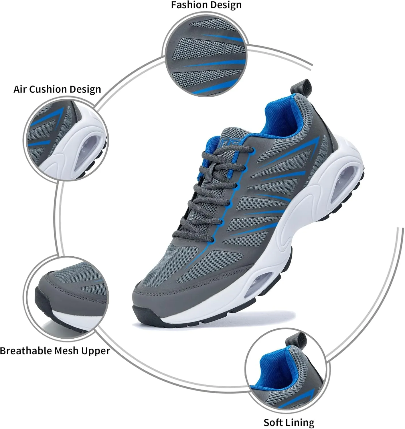 Mens Running Shoes Tennis Walking Sneaker Air Cushion Slip on Shoes for Gym Jogging Fitness Size 8-13