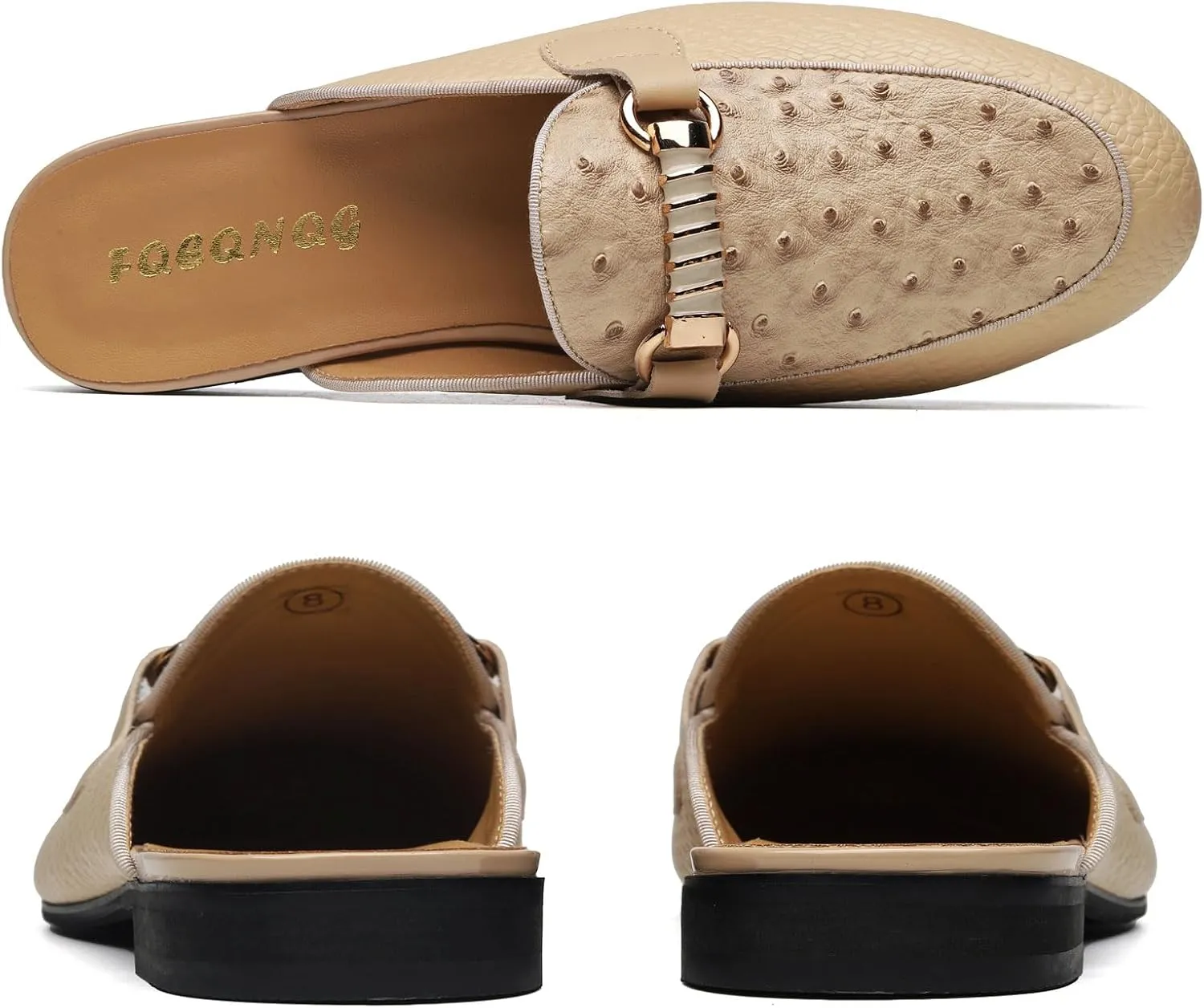 Men's Slip-on Mule Loafers, Fashion Breathable Leather Slip-on Shoes, Formal Wear Casual Backless Dress Slippers