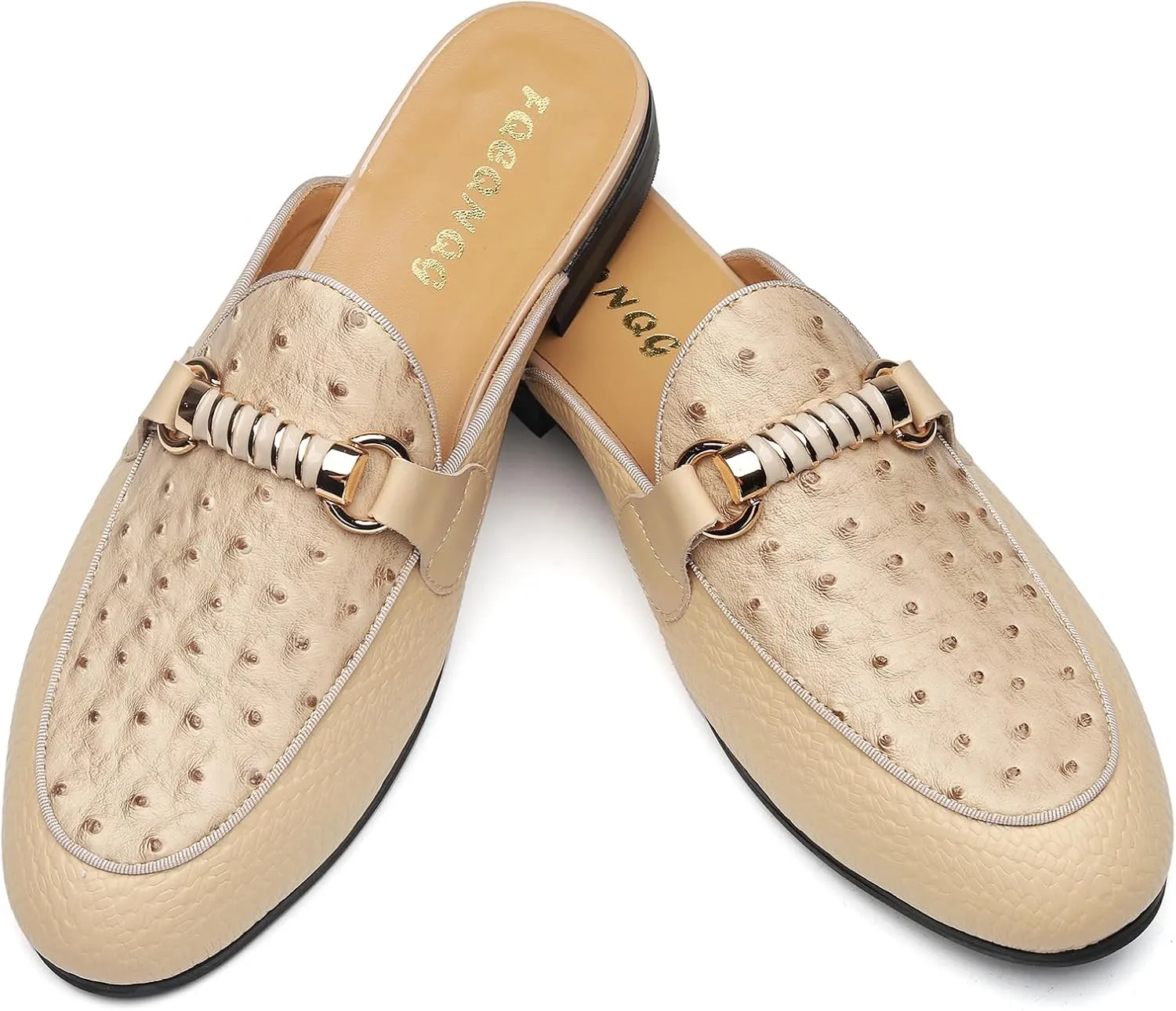 Men's Slip-on Mule Loafers, Fashion Breathable Leather Slip-on Shoes, Formal Wear Casual Backless Dress Slippers