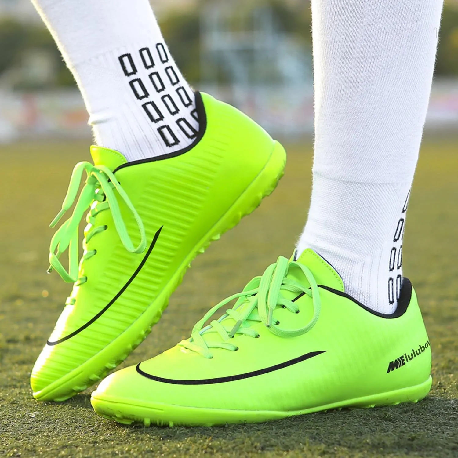 Men's Soccer Cleats Football Shoes Non-Slip Spikes Lace-Up Indoor TF Turf Futsal Running Sports Athletic Sneaker