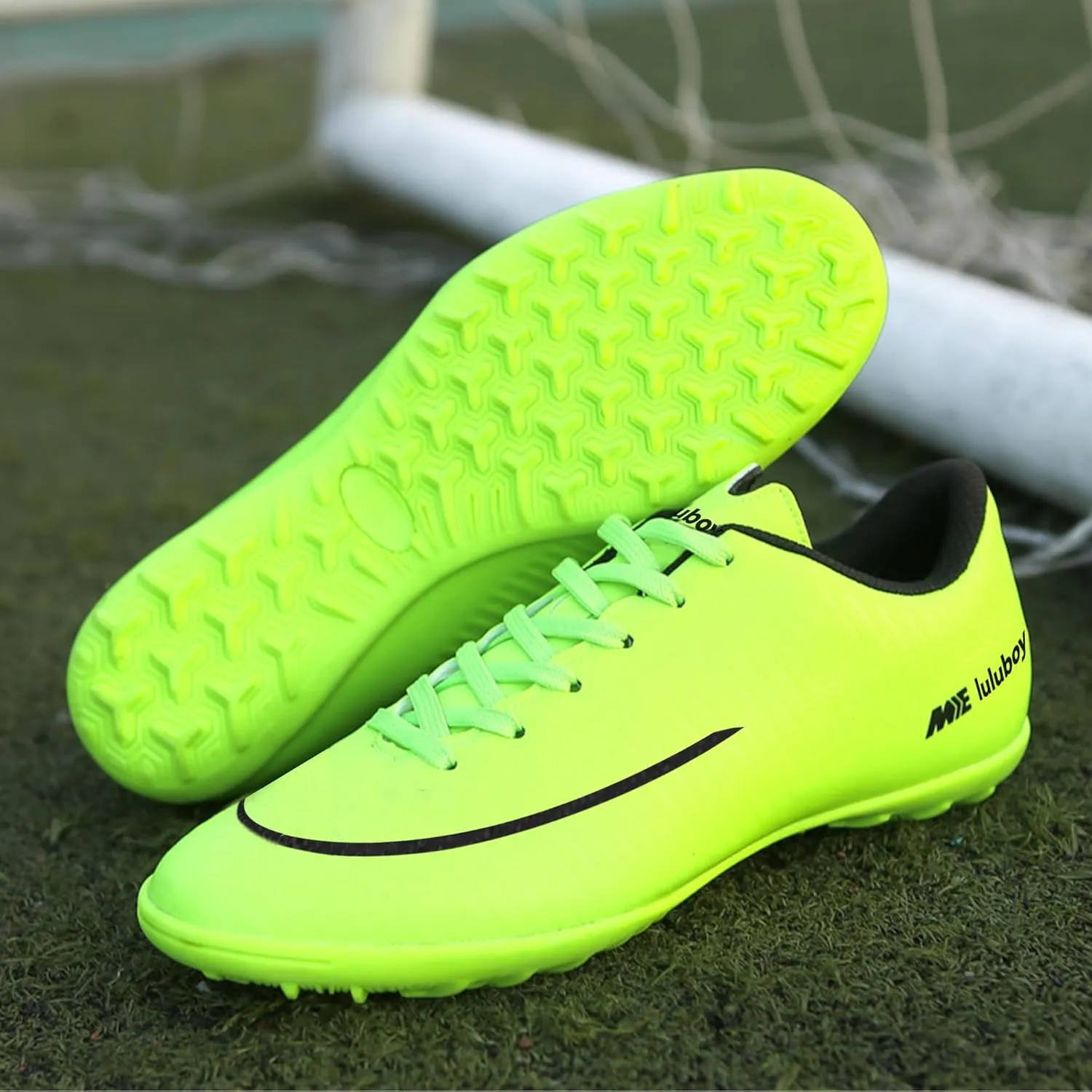 Men's Soccer Cleats Football Shoes Non-Slip Spikes Lace-Up Indoor TF Turf Futsal Running Sports Athletic Sneaker