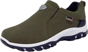 Men's Solid Color Round Toe Running Walking Sports Walking Slip On Shoes Mens Running Shoes Men's Athletic Sneaker New