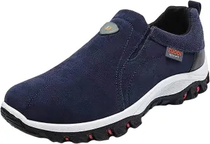 Men's Solid Color Round Toe Running Walking Sports Walking Slip On Shoes Mens Running Shoes Men's Athletic Sneaker New