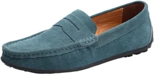 Men's Suede Loafers – Classic Loafer with Round Toe, Stitching Details, Flexible, Comfortable, and Slip-On Design for Prom and Casual Wear