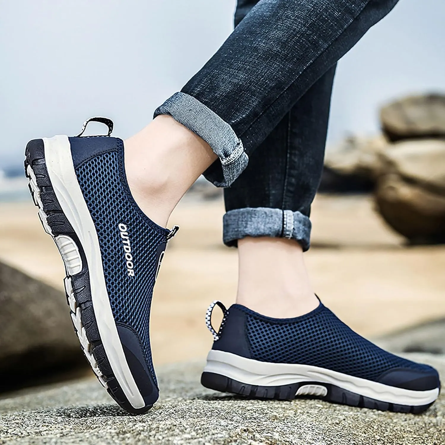 Mens Tennis Shoes Men Shoes Comfortable Soft Sole Breathable Casual Summer Mesh Hollow Breathable Casual