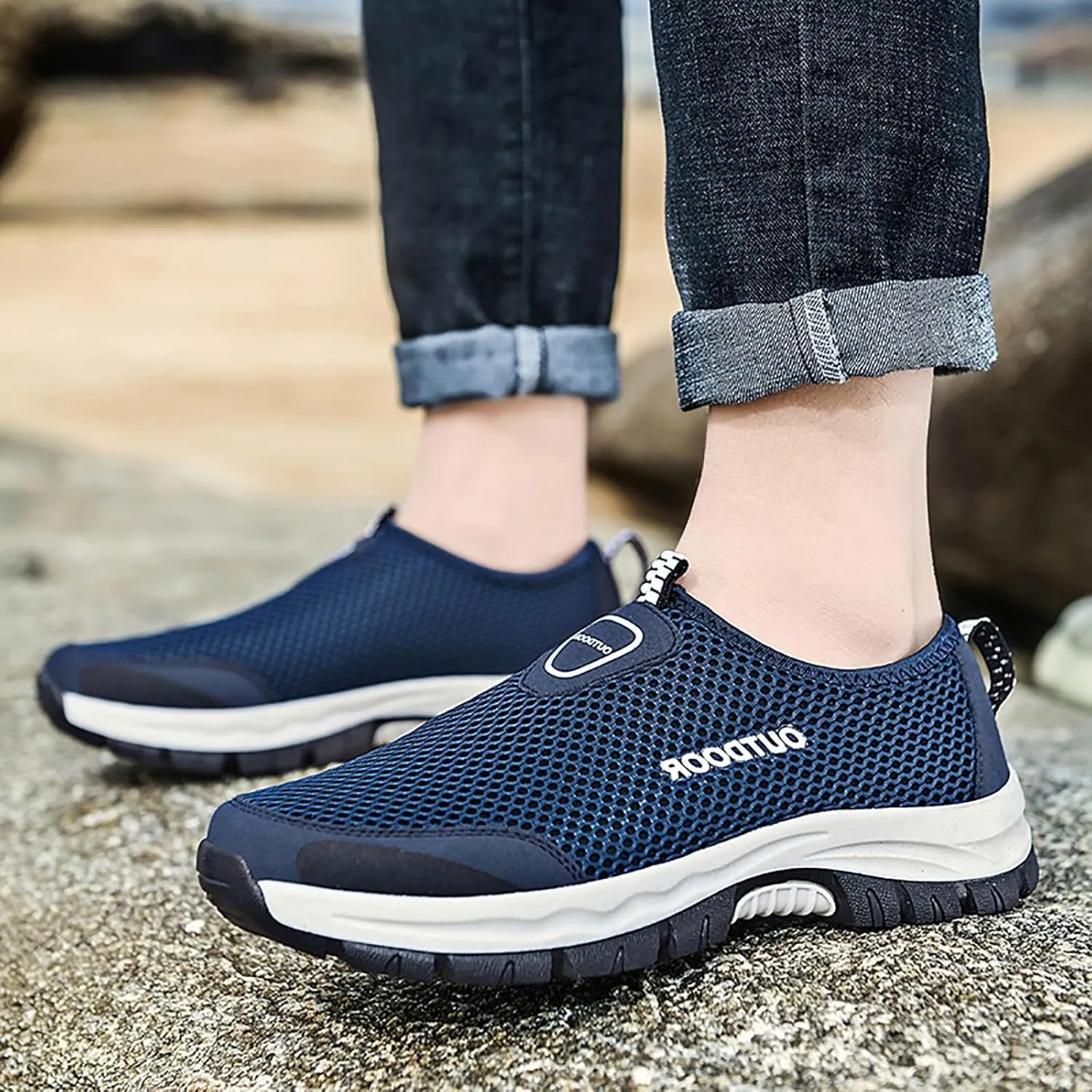 Mens Tennis Shoes Men Shoes Comfortable Soft Sole Breathable Casual Summer Mesh Hollow Breathable Casual