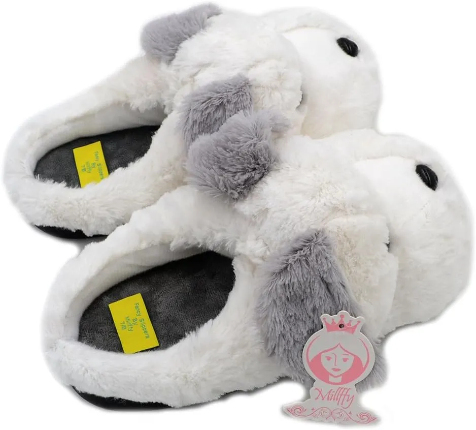 Millffy Cute Puppy Dog Stuffed Animal Slippers Soft Plush Dog Slipper Warm House Slippers