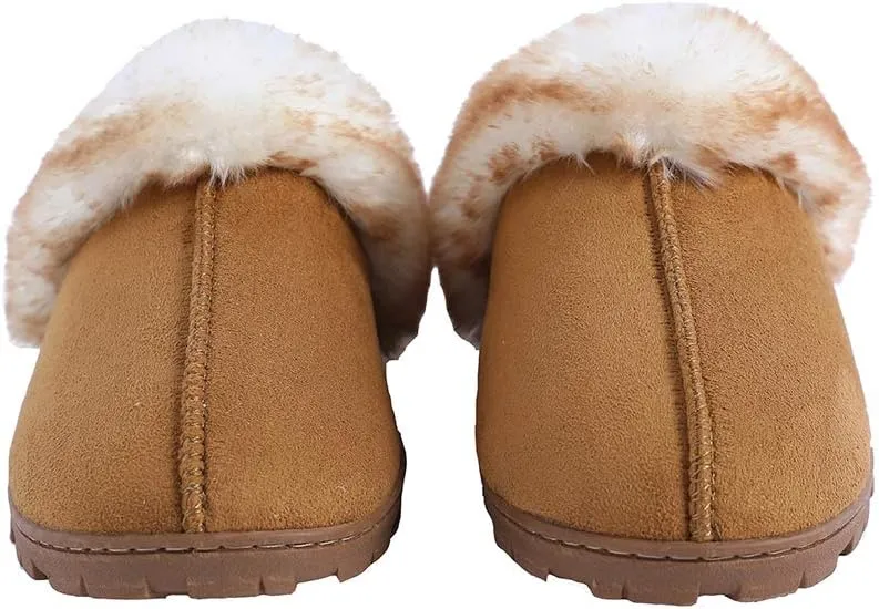 Millffy Women's Faux Fur Clog Comfy Slides Furry Soft Indoor Memory Foam Moccasin Slippers