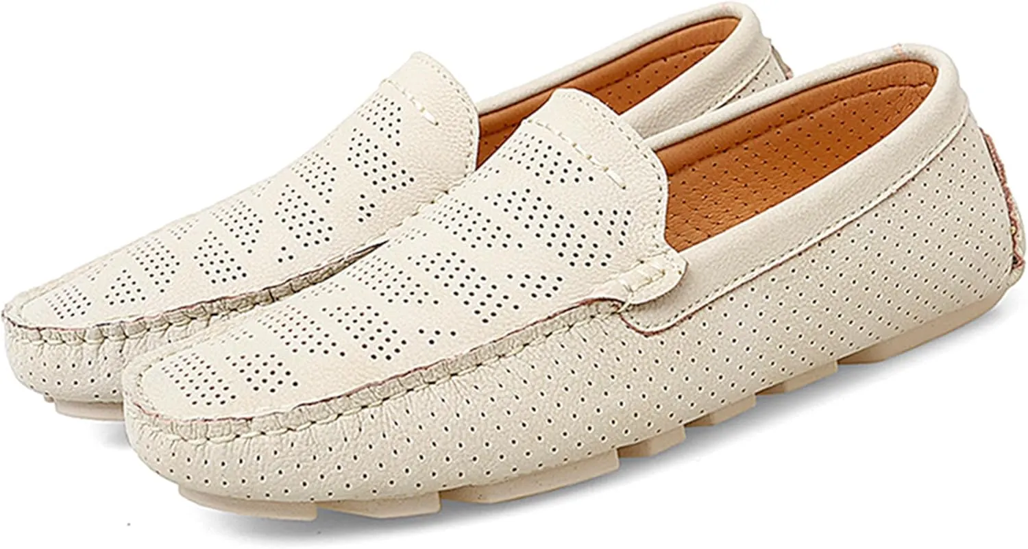 Minishion Boys Mens Casual Summer Shoes Slip on Perforated Breathable Penny Loafers Driver Moccasins YY006