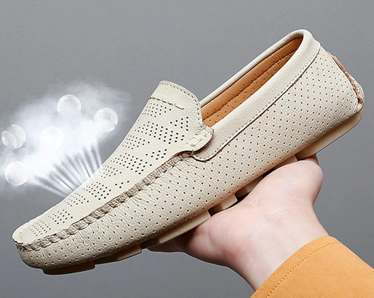 Minishion Boys Mens Casual Summer Shoes Slip on Perforated Breathable Penny Loafers Driver Moccasins YY006