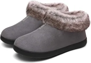 Mishansha Women's House Shoes Memory Foam Suede Moccasin Slippers Winter Warm Fleece Lined Home Shoes with Anti-Skid Rubber Sole