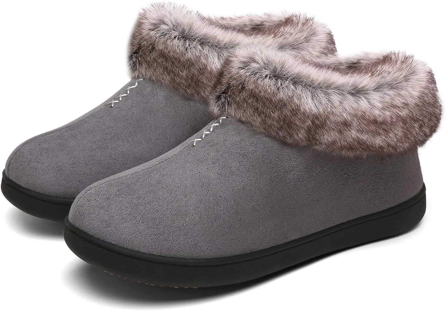 Mishansha Women's House Shoes Memory Foam Suede Moccasin Slippers Winter Warm Fleece Lined Home Shoes with Anti-Skid Rubber Sole