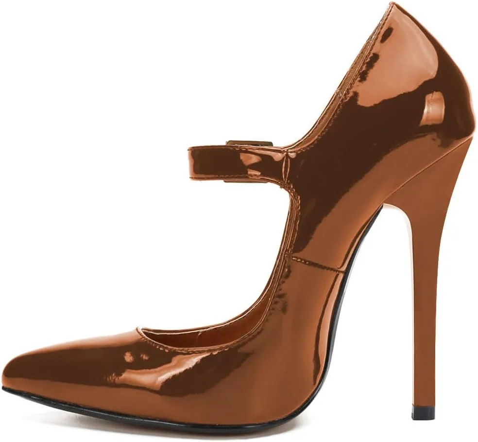 miss left Women's Mary Jane Ankle Strap Pumps with Buckle Almond Toe Chic Stiletto High Heel Dress Party Evening Shoes Size 4-16 US