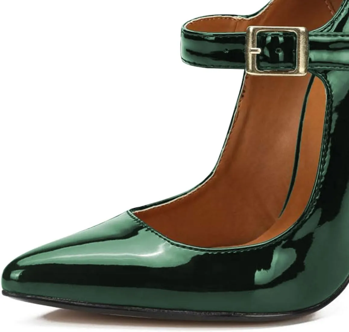 miss left Women's Mary Jane Ankle Strap Pumps with Buckle Almond Toe Chic Stiletto High Heel Dress Party Evening Shoes Size 4-16 US