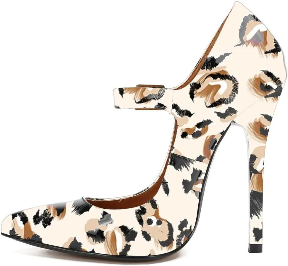 miss left Women's Mary Jane Ankle Strap Pumps with Buckle Almond Toe Chic Stiletto High Heel Dress Party Evening Shoes Size 4-16 US