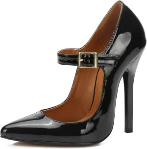 miss left Women's Mary Jane Ankle Strap Pumps with Buckle Almond Toe Chic Stiletto High Heel Dress Party Evening Shoes Size 4-16 US