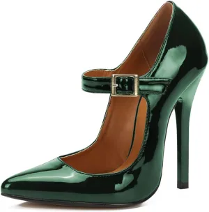miss left Women's Mary Jane Ankle Strap Pumps with Buckle Almond Toe Chic Stiletto High Heel Dress Party Evening Shoes Size 4-16 US