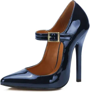 miss left Women's Mary Jane Ankle Strap Pumps with Buckle Almond Toe Chic Stiletto High Heel Dress Party Evening Shoes Size 4-16 US
