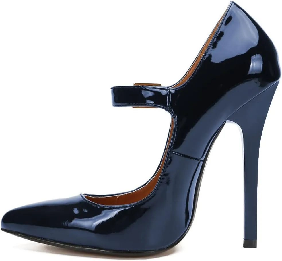 miss left Women's Mary Jane Ankle Strap Pumps with Buckle Almond Toe Chic Stiletto High Heel Dress Party Evening Shoes Size 4-16 US