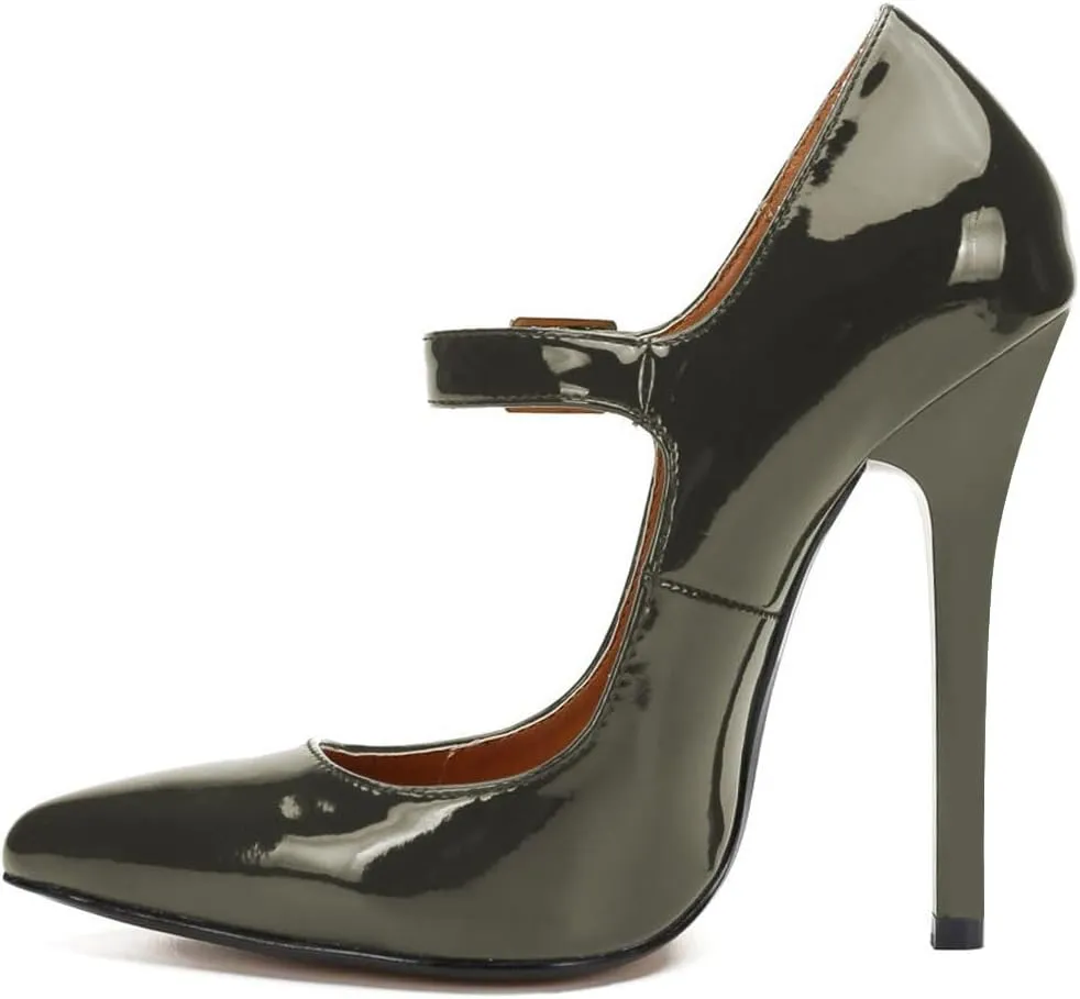 miss left Women's Mary Jane Ankle Strap Pumps with Buckle Almond Toe Chic Stiletto High Heel Dress Party Evening Shoes Size 4-16 US