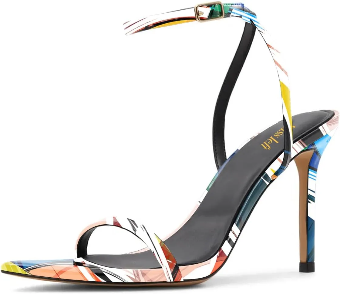 miss left Womens Sexy Open Pointed Toe Stiletto High Heel Sandals Slim Ankle Strap Buckle Cocktail Party Club Dress Shoes Size 4-16 US