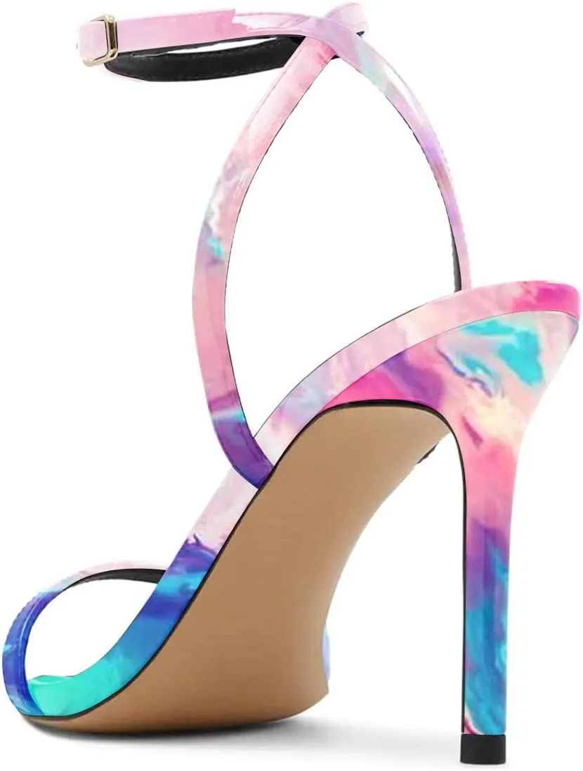 miss left Womens Sexy Open Pointed Toe Stiletto High Heel Sandals Slim Ankle Strap Buckle Cocktail Party Club Dress Shoes Size 4-16 US