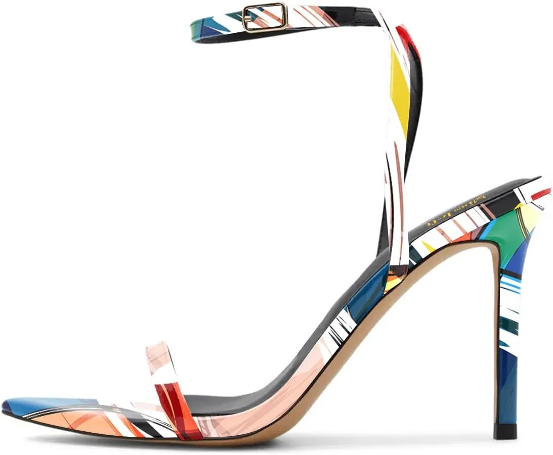 miss left Womens Sexy Open Pointed Toe Stiletto High Heel Sandals Slim Ankle Strap Buckle Cocktail Party Club Dress Shoes Size 4-16 US