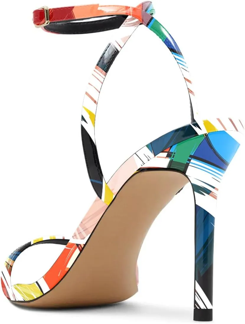 miss left Womens Sexy Open Pointed Toe Stiletto High Heel Sandals Slim Ankle Strap Buckle Cocktail Party Club Dress Shoes Size 4-16 US