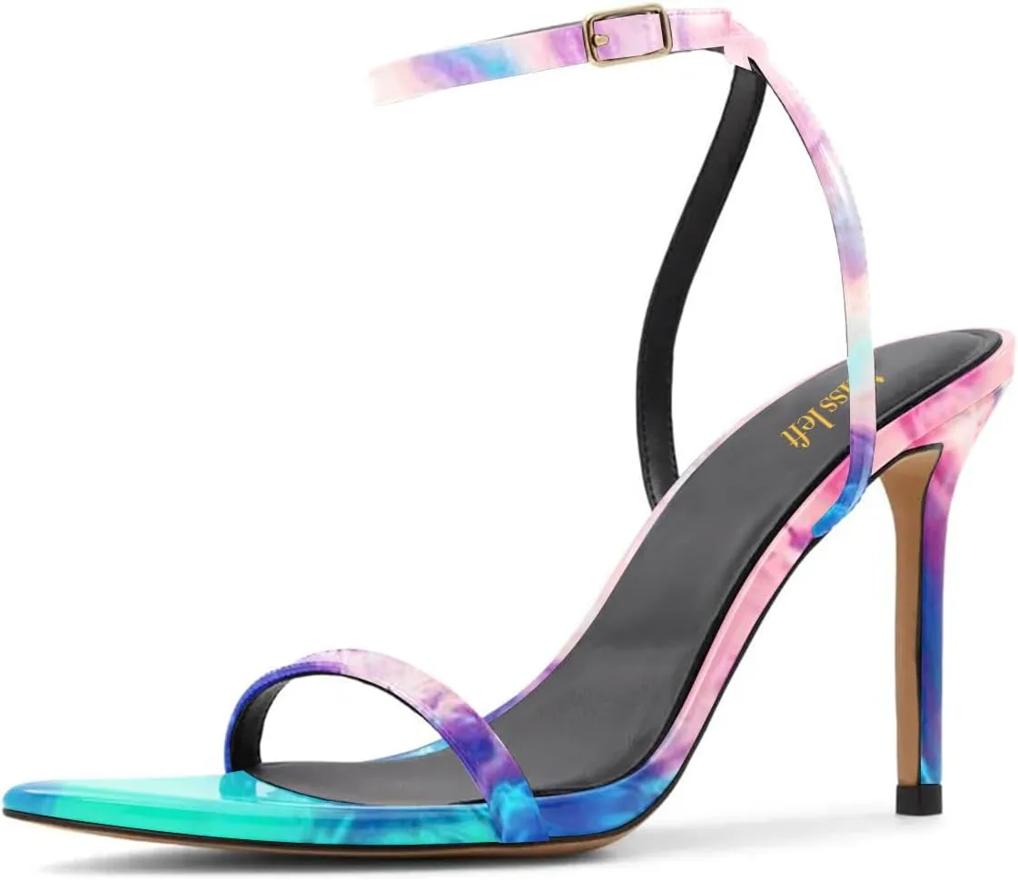 miss left Womens Sexy Open Pointed Toe Stiletto High Heel Sandals Slim Ankle Strap Buckle Cocktail Party Club Dress Shoes Size 4-16 US