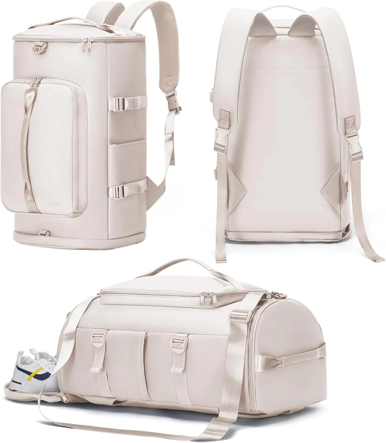 MIYCOO Gym Bag with Shoes Compartment and Wet Pocket - Sports Duffle for Men and Women, Travel Backpack Weekender Overnight Bag Beige